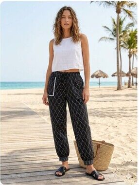 Tory Burch Pants with White Diamond Grid